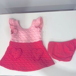 Janie and Jack Pink Quilted heart dress size 6-12 months